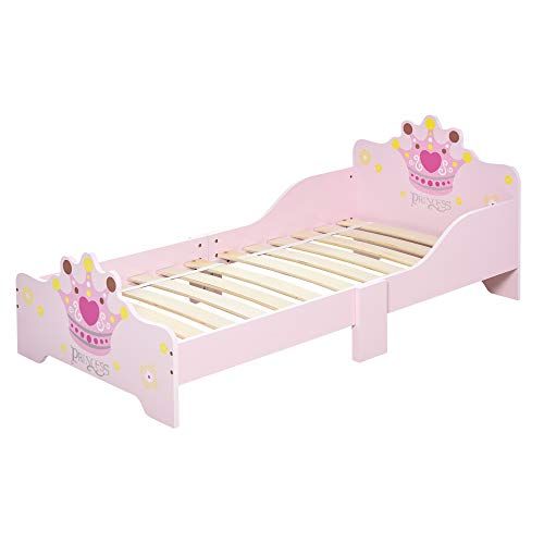 HOMCOM Kinderbett mit Prinzessinnen-Motiv mit Rausfallschutz...