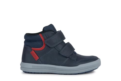 Geox J Arzach Boy B Sneaker, Navy/RED, 35 EU