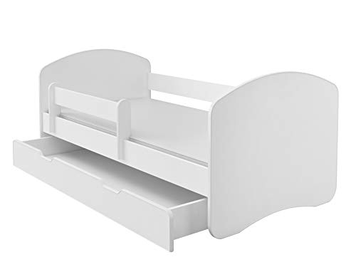 Kinderbett Jugendbett mit einer Schublade und Matratze Weiß ACMA II (180x80 cm + Schublade, Weiß)