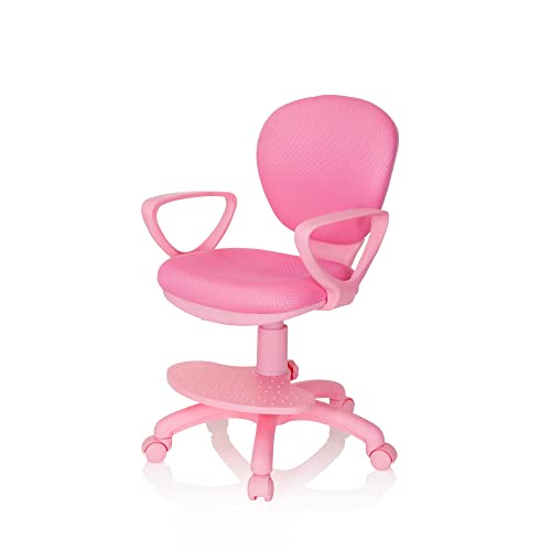 hjh OFFICE 670977 Kinderdrehstuhl Kid Colour Stoff Pink Schreibtischstuhl Kinder, Fußablage & Sitzfläche höhenverstellbar