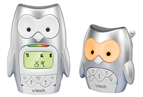 VTech Digitales Audio-Babyphon BM2300 – DECT-Technologie, Gegensprechfunktion, Geräuschpegelanzeige, Temperatursensor, Nachtlicht u. v. m. – Mit Eltern- und Babyeinheit im Eulen-Design