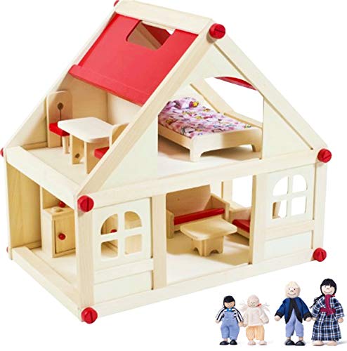Izzy Puppenhaus aus Holz für Puppen, Puppenstube mit 2...