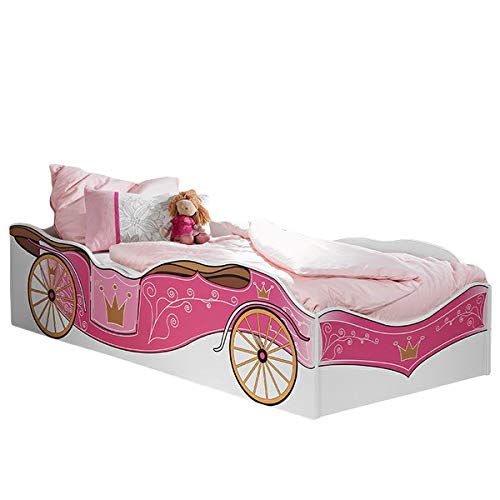 Jugendmöbel-24 585 Kinderbett Zoe weiß pink - 90x200 cm,...