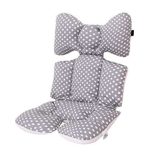 Universale Sitzauflage Sitzeinlage Babyschale Sportsitz Sitzpolster Baumwolle Atmungsaktiv für kinderwagen Buggy (Grauer Punkt)