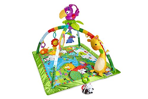 Fisher-Price DFP08 - Rainforest Erlebnisdecke mit Musik und Lichtern, Spieldecke mit Lichtern, Musik und bunten Charakteren, Babyspielzeug ab der Geburt