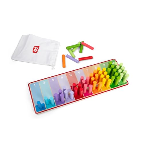 Bigjigs Toys - Rainbow Counting Sticks - 55 -teilige Holznummer Pegs Board, Nummern und Mathematikspiele, Kinder frühes Lernen Ressourcen, Montessori Math to Toy, für 18+ Monate