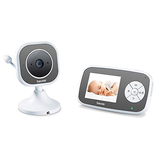 Beurer BY 110 Video-Babyphone mit Infrarot-Nachtsichtfunktion, 300 Meter Reichweite und Temperaturalarm, strahlungsarme und energieeffiziente Übertragung