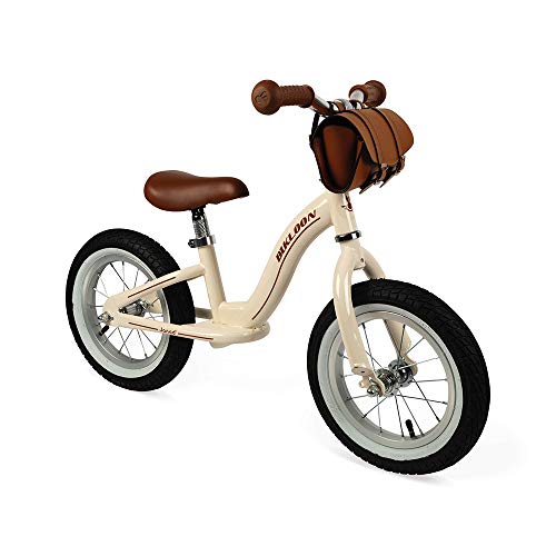 Janod - Metal Balance Bike - Vintage Retro Look - Learning Balance and Independence - Adjustable Saddle, Inflatable Tires - Bag Included - Beige Color - For children from the Age of 3, J03294