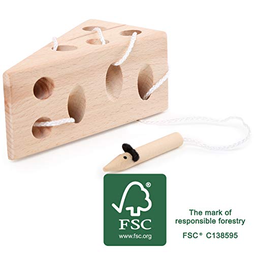 Small Foot Fädelspielzeug für Kinder, Käse und Maus aus...