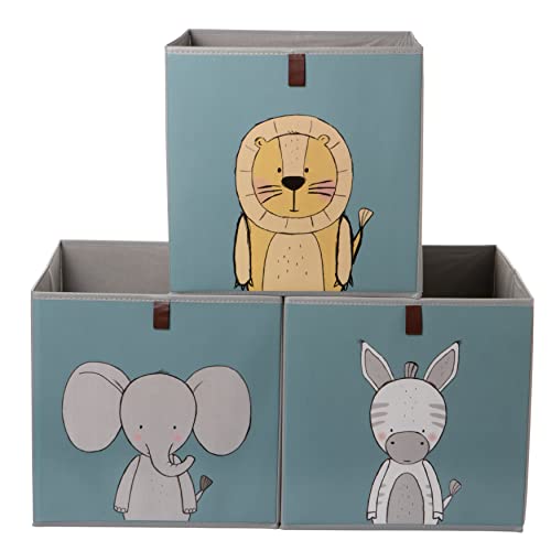 2friends 3er Set Aufbewahrungsboxen, Kallax Boxen, Spielzeugkiste für Kallax Regal, Aufbewahrungsbox Kinder 33x33x33 cm, Perfekt für Würfelregale, aufbewahrung Kinderzimmer, abwaschbar, blau