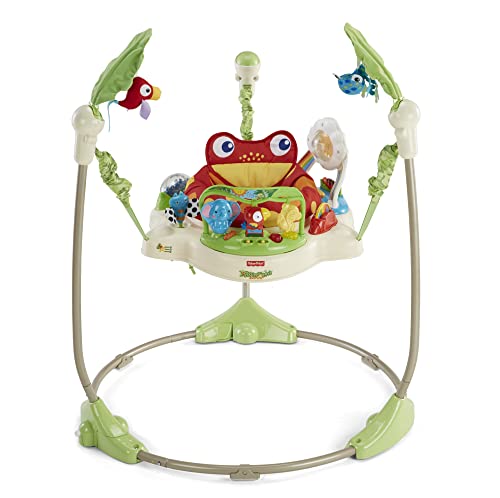 Fisher-Price K7198 - Rainforest Jumperoo, 360° drehender Sitz, höhenverstellbar, fröhliche Musik, Geräusche und Lichter für Babys und Kleinkinder