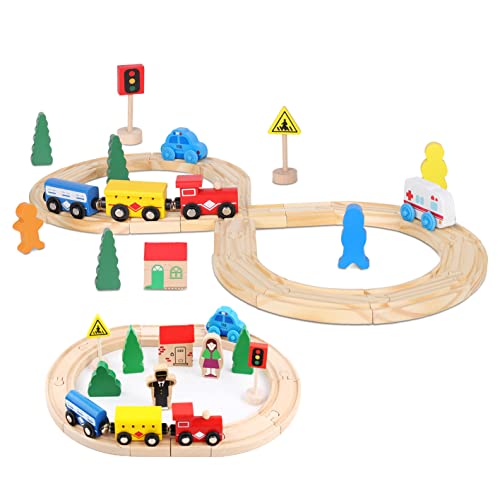 Holzeisenbahn-Spielzeuge für Kleinkinder, 33-teilige...