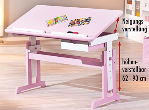 Rosa Schreibtisch mit höhenverstellbarer Kippplatte