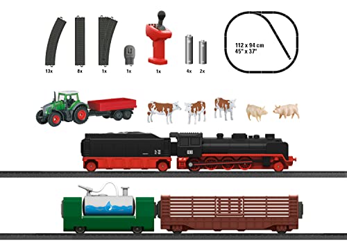 Märklin My World Startpackung Farm - Elektrischer Schlepptender-Lokomotive 55 cm mit echtem Wasserdampf und viel Zubehör - ferngesteuerte Modelleisenbahn & Dampflok für Kinder ab 3 Jahre