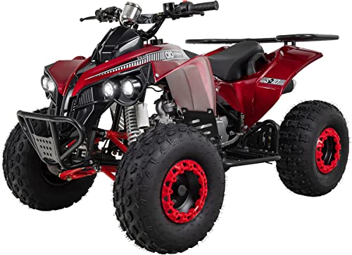 Actionbikes Motors Kinder Midiquad ATV S-10 125 cc - E-Start - Scheibenbremse hinten - Trommelbremsen vorne - Luftreifen (Metallic Rot)