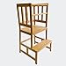 Kinderstuhl Lernturm aus Bambus 46x46x89cm mit Geländer & Schutzstab, Lernstuhl für Kinder
