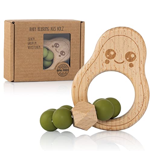 Avocado Beißring für Baby Natur Holz...
