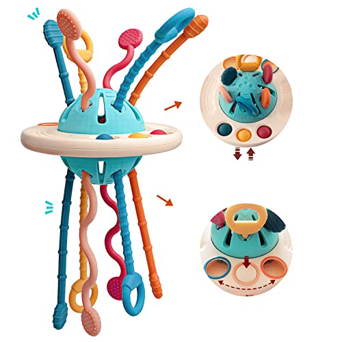 Funny Old Man Sensorisches Baby Spielzeug 12–18 Monate, UFO Silikon Zugschnur Spielzeug für Babys in Lebensmittelqualität, Montessori Spielzeug für 1 Jahr, Feinmotorik Aktivitäts Spielzeug