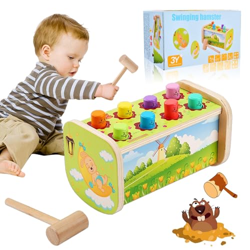 Forhome Montessori Spielzeug Hammer Spiel, Spielzeug Lernspielzeug mit 1 Hammer, Klopfspiel, Montessori Spielzeug ab 2 3 4 Jahren