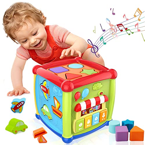 ATCRINICT Baby Aktivität Würfel Spielzeug für 1 Jahre altes Baby Spielzeug 6 12 Monate Musik und Sound Geschenk für Jungen und Mädchen