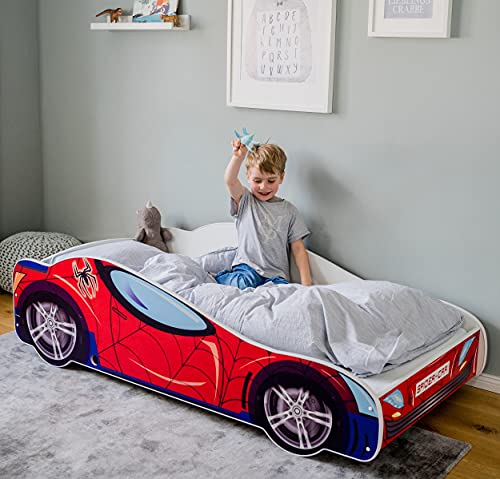90x200cm Kinderbett LED Rennwagen-Design Rot Autobett Jugendbett Spielbett #DHL# 