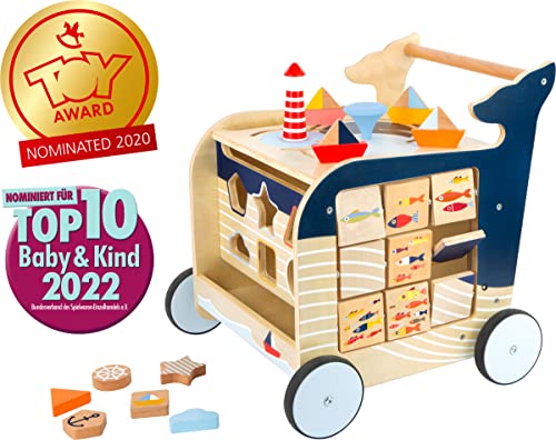 small foot Lauflernwagen Wal aus Holz für erste Gehversuche, multifunktional, für Kinder ab 1 Jahr, Art.-Nr. 11608