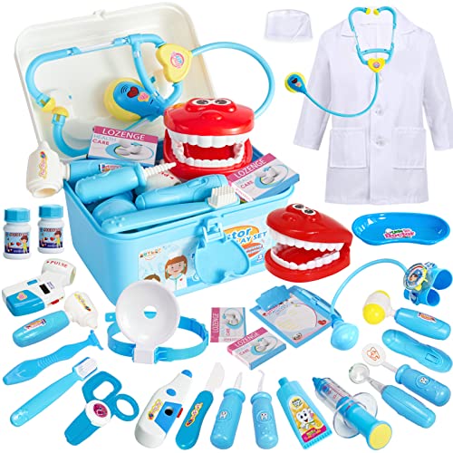 BUYGER Arztkoffer Kinder Rollenspiel Spielzeug Medizinisches Doktorkoffer Arztkittel Kinderspielzeug für Mädchen Junge ab 3