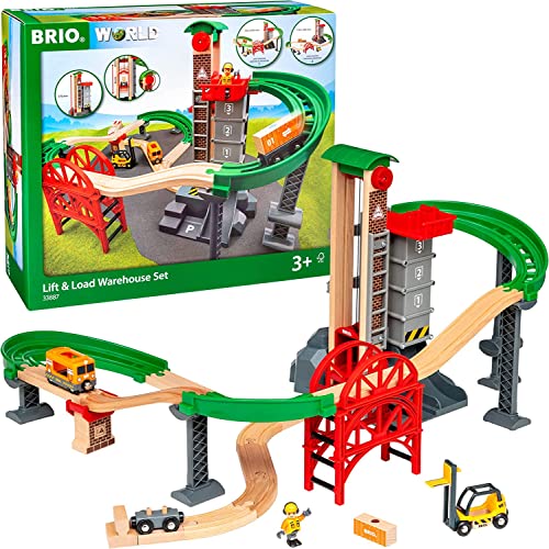 BRIO World 33887 Großes Lagerhaus-Set mit Aufzug –...