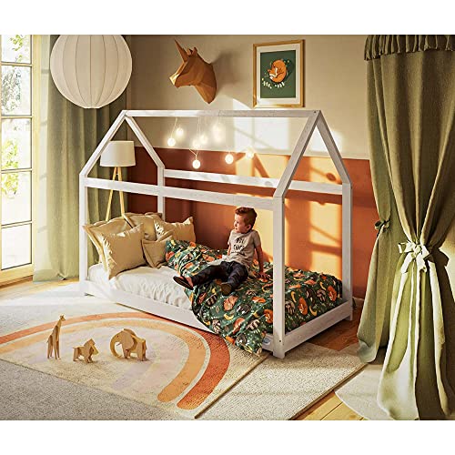 Alcube® Hausbett 90x200 im Montessori Stil für Kleinkinder...