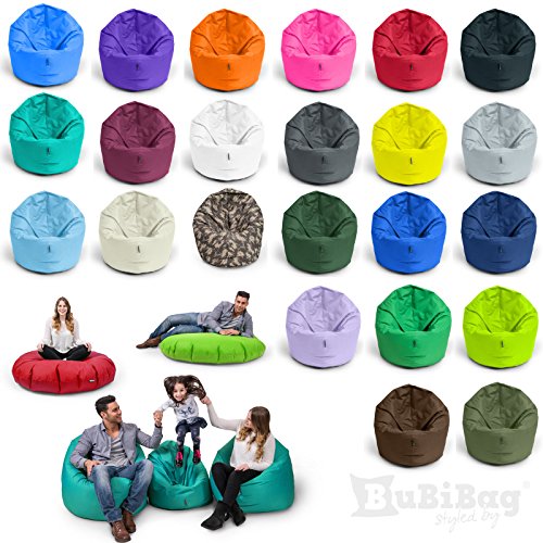 BuBiBag Sitzsack für Kinder und Jugendliche - Indoor und Outdoor Sitzkissen oder als Gaming Sitzsack, geliefert mit Füllung (100 cm Durchmesser, türkis)