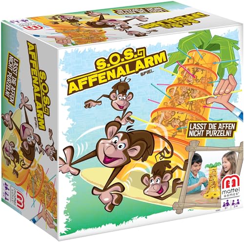 Mattel Games SOS Affenalarm Spiel, Würfelspiel für die...