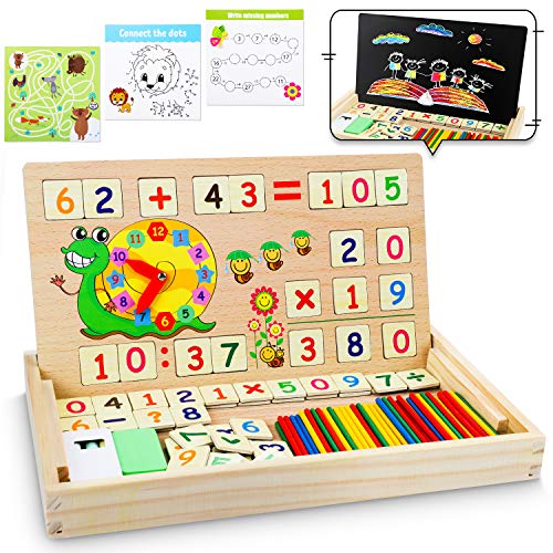 lenbest Mathe Montessori Spielzeug - Mathe Spiele mit Zählstäbchen Einmaleins - Spielzeug Lernspiele Spiele Kinderspiele Holzspielzeug ab 4 5 6 Jahre Jungen Mädchen - Schulanfang Geschenke