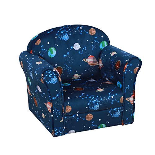 HOMCOM Kindersessel, Kinderzimmer Sofa, Kindersofa Mini-Sofa-Sessel für 3-6 Jahre,Polyester, Blau, 50 x 39 x 44 cm