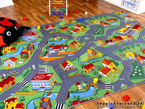 Snapstyle Kinder Spiel Teppich Little Village Grün in 24 Größen